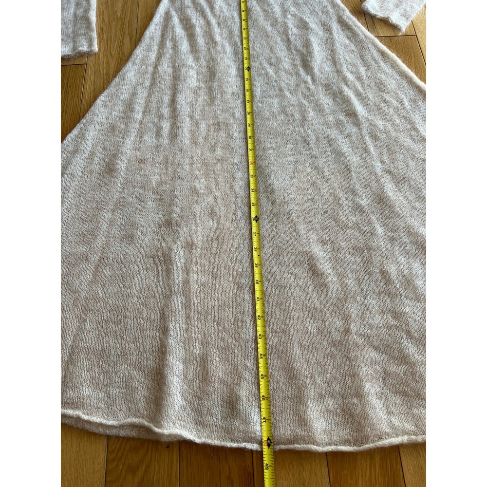 NEW Gentle Herd Sheer Overlay Mohair Wool Long Sleeve A Line Knit Midi Dress L - Picture 3 of 9